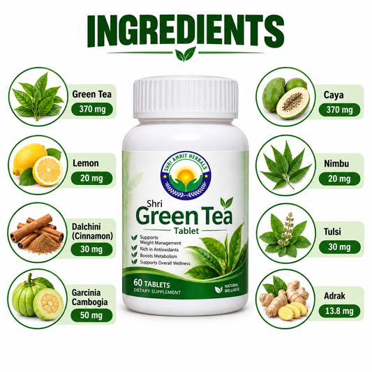 SHRI GREEN TEA TABLET 60 Tablets | Weight Management & Antioxidant Support