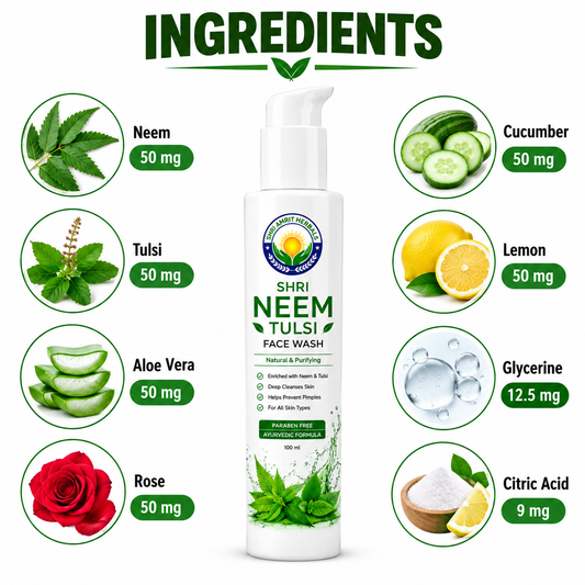 SHRI NEEM TULSI FACE WASH 100 ML | Deep Cleansing & Skin Purifying