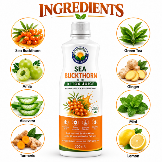Shri Sea Buckthorn with Detox Juice 500 ml | Natural Detox & Wellness Tonic