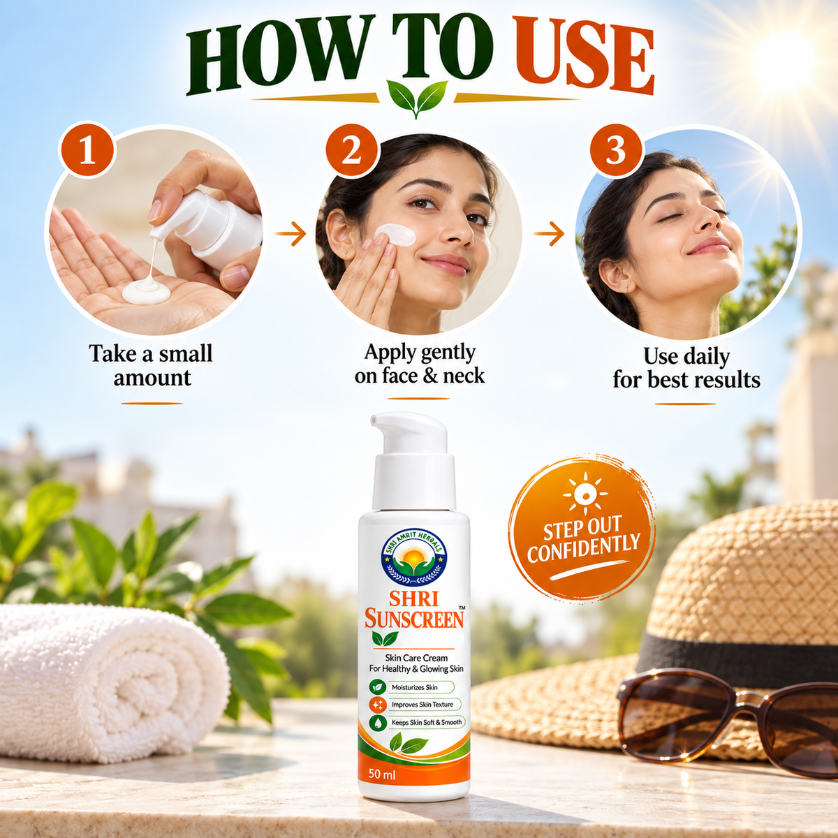 Shri Sunscreen Skin Care Cream for Healthy & Glowing Skin – 50 ml | Shri Amrit Herbals