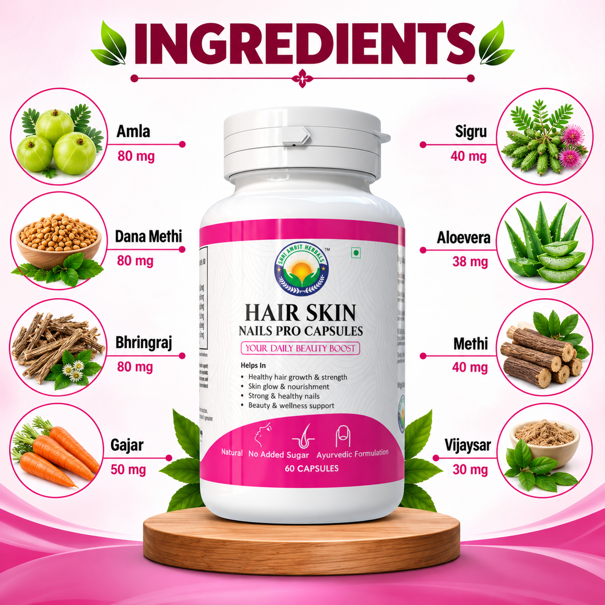 SHRI HAIR SKIN NAILS PRO CAPSULES 60 Capsules | Hair, Skin & Nail Wellness