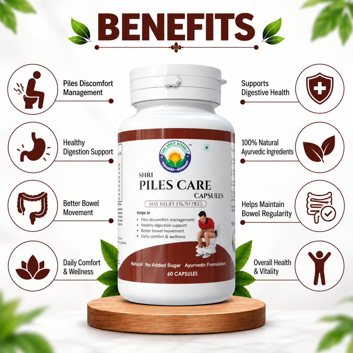 SHRI PILES CARE CAPSULES 60 Capsules | Digestive & Bowel Wellness