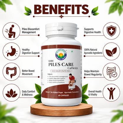 SHRI PILES CARE CAPSULES 60 Capsules | Digestive & Bowel Wellness