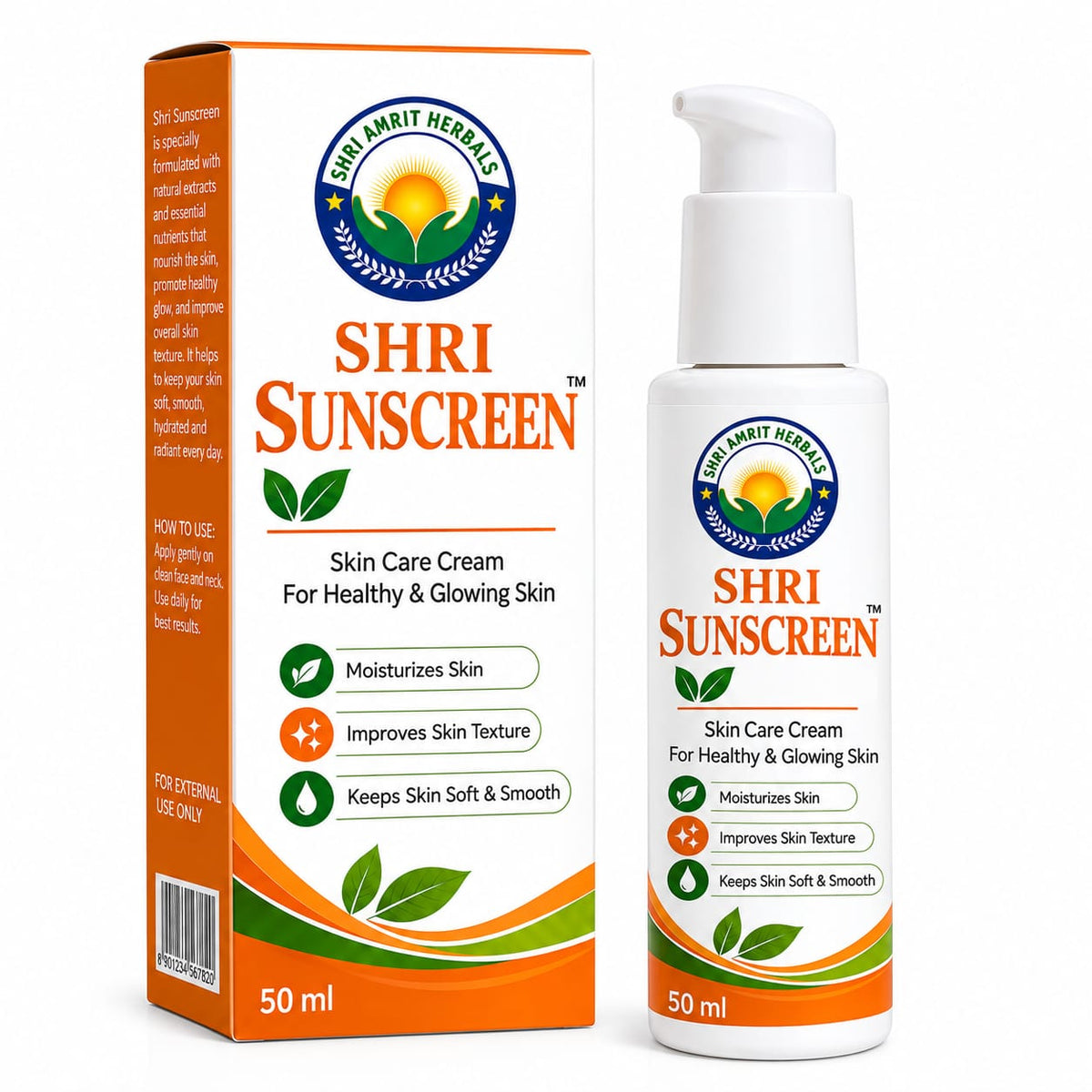 Shri Sunscreen Skin Care Cream for Healthy & Glowing Skin – 50 ml | Shri Amrit Herbals