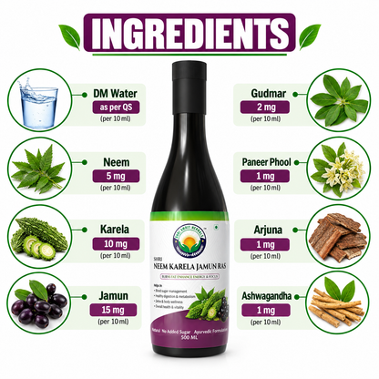 SHRI NEEM KARELA JAMUN RAS 500 ML | Blood Sugar Wellness & Metabolism Support