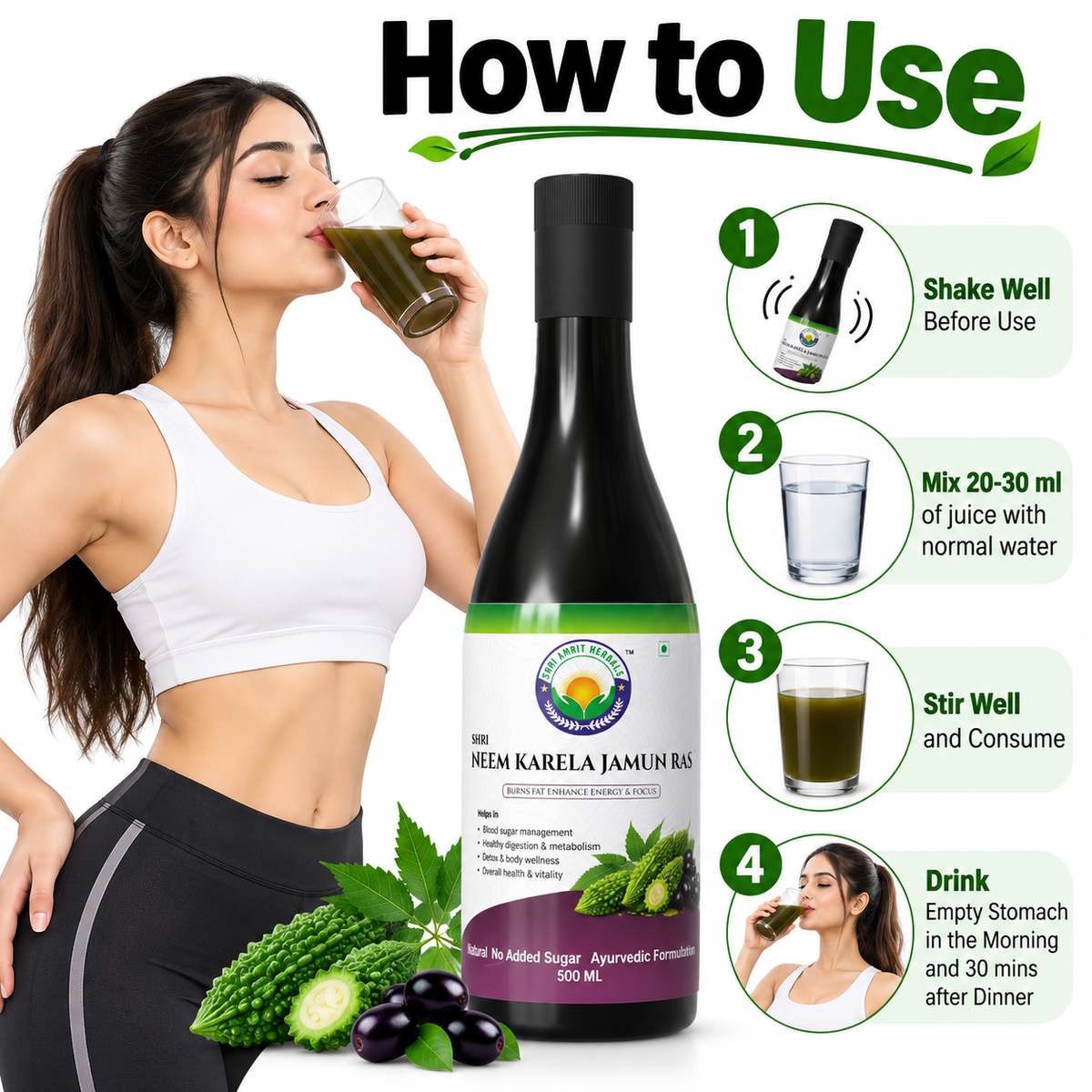SHRI NEEM KARELA JAMUN RAS 500 ML | Blood Sugar Wellness & Metabolism Support
