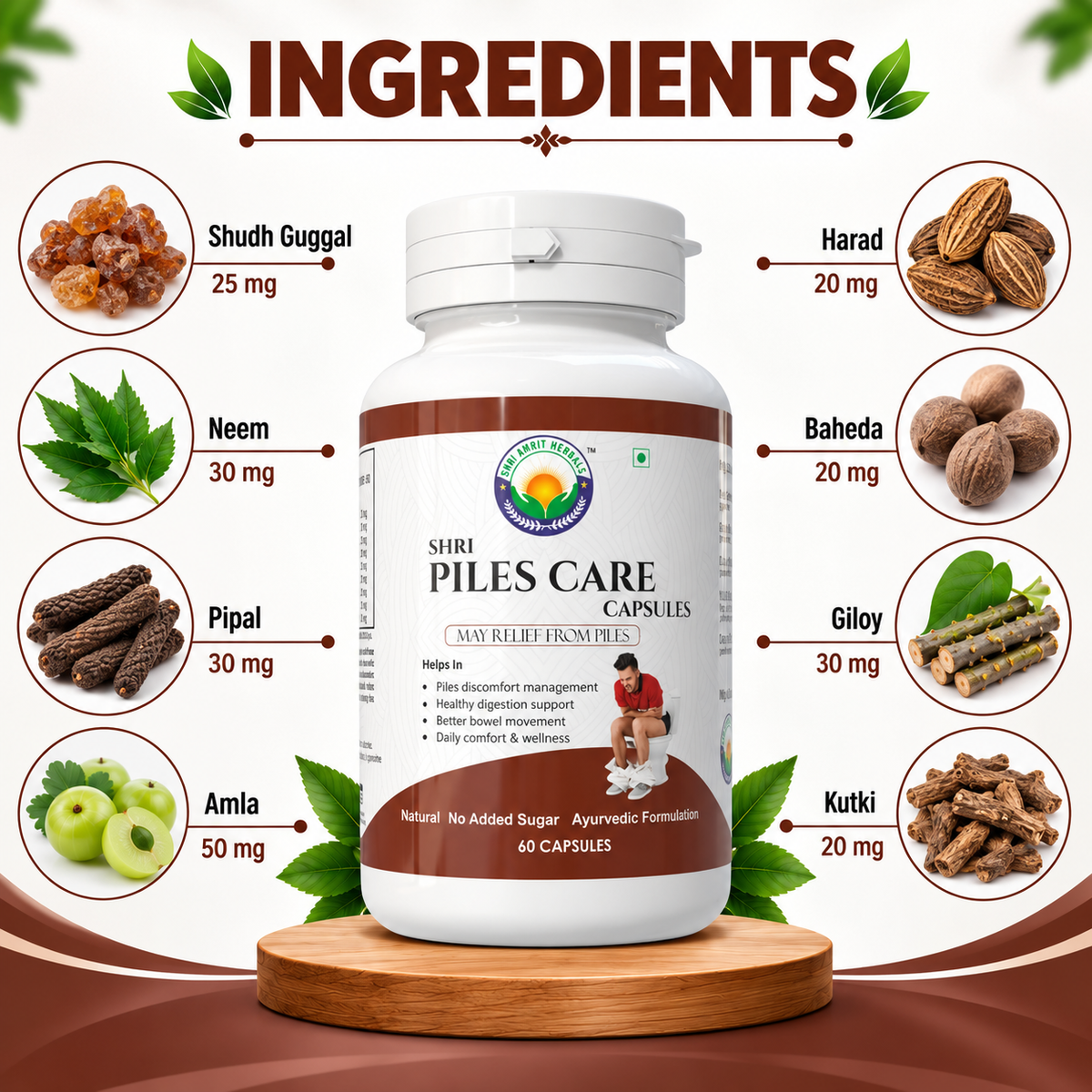SHRI PILES CARE CAPSULES 60 Capsules | Digestive & Bowel Wellness