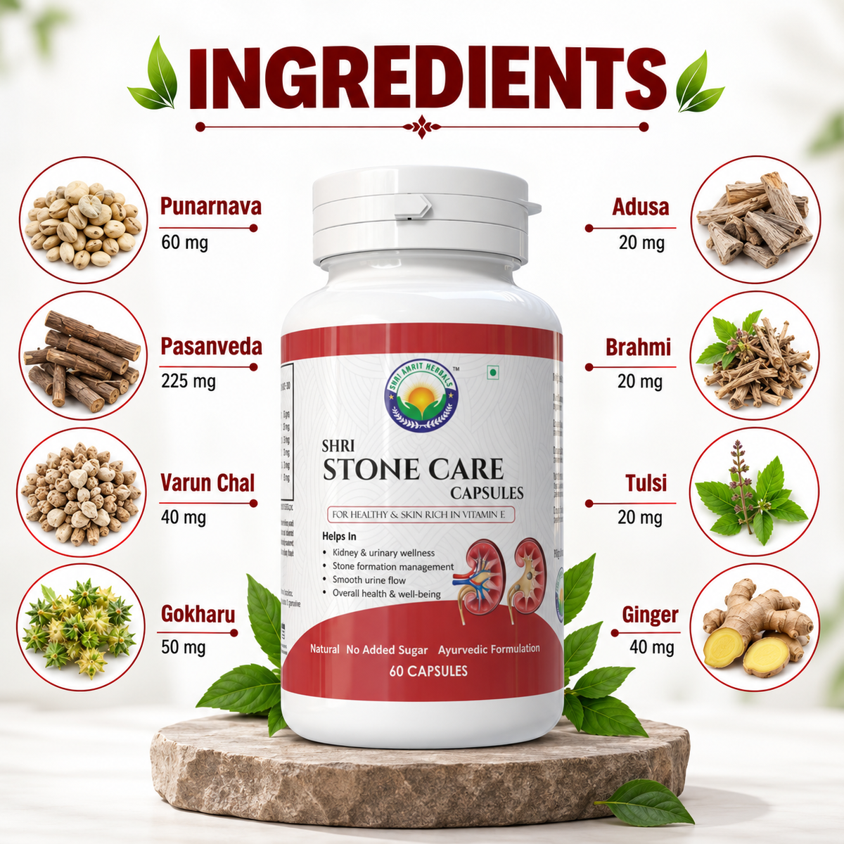 SHRI STONE CARE CAPSULES 60 Capsules | Kidney & Urinary Wellness